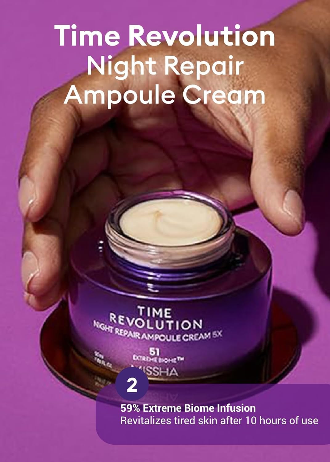 MISSHA ampoule applied to hand demonstrating lightweight absorption benefit
