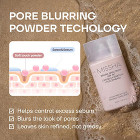 MISSHA applying on hand to show blendability and primer effect