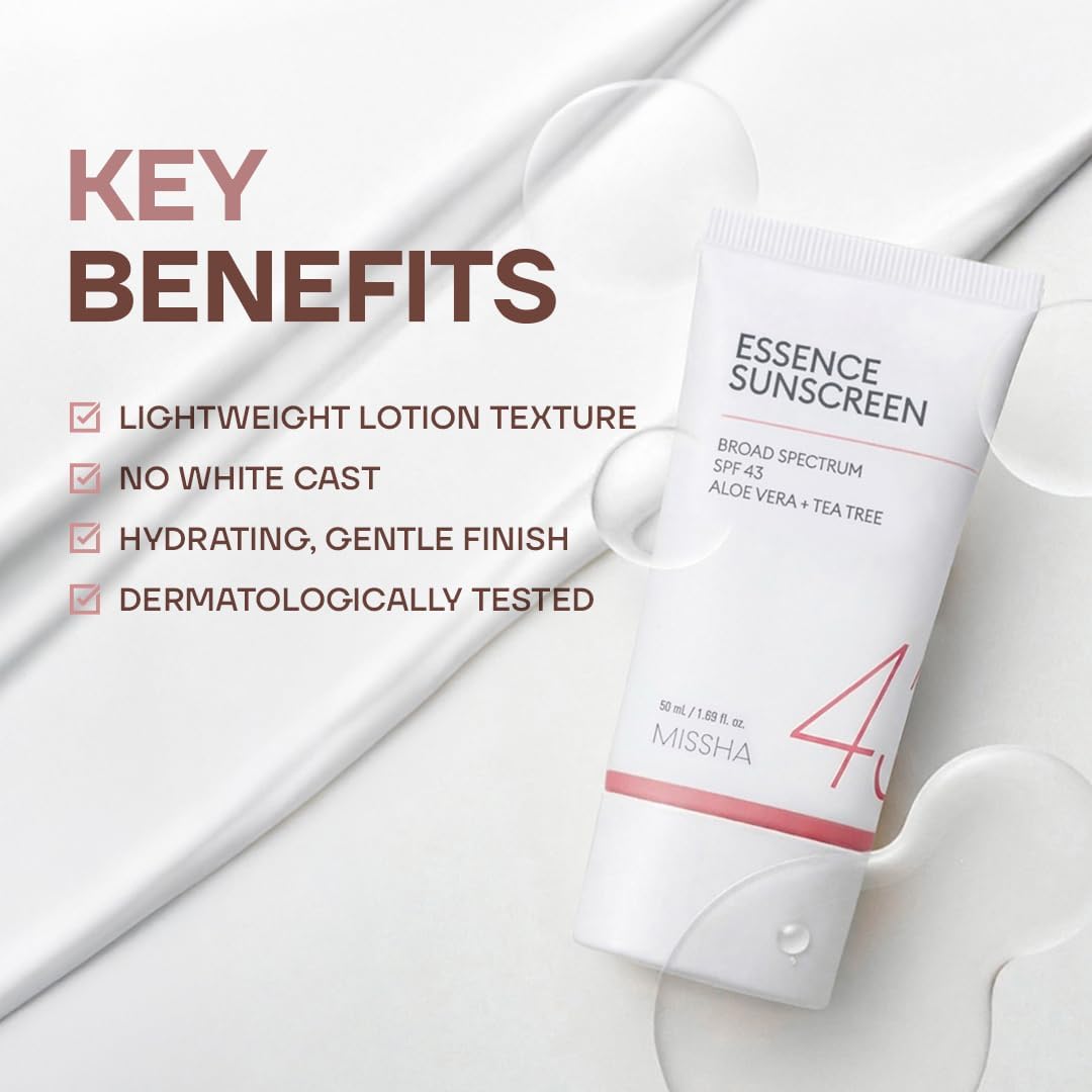 MISSHA sunscreen being applied on hand showing fast absorption benefit