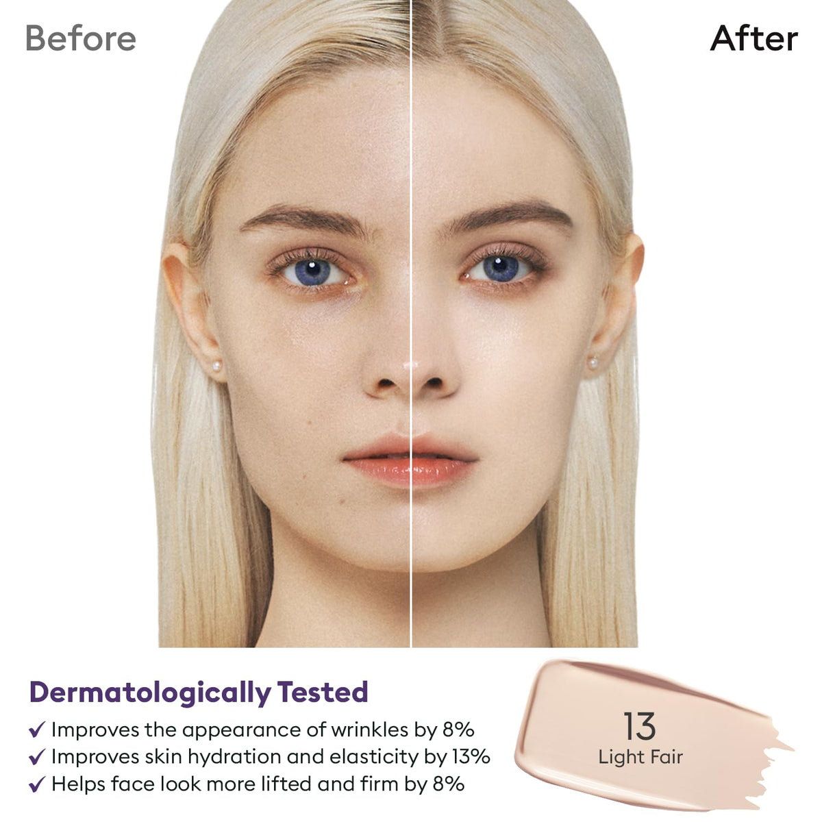 MISSHA applied on jawline showing shade match benefit: natural-looking coverage