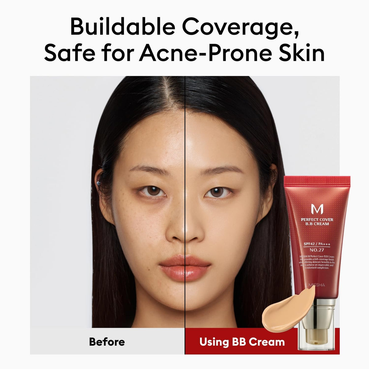 MISSHA tube cap and label detail highlighting SPF information