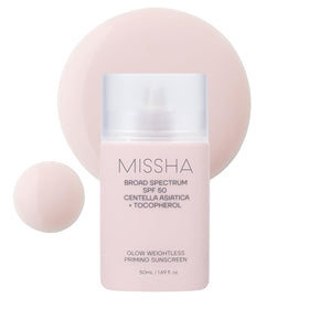 MISSHA front packaging showing compact sunscreen tube and SPF benefit