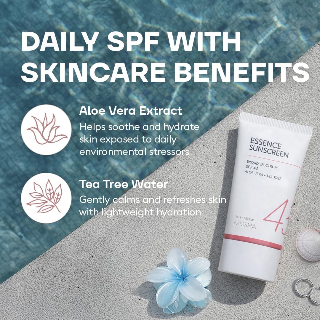 MISSHA product with aloe vera and tea tree visuals showing soothing hydration benefit