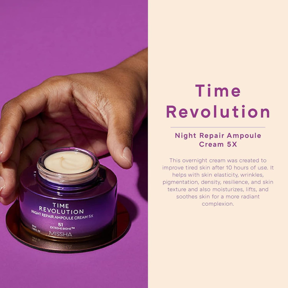 MISSHA jar open displaying ampoule-cream texture for deep hydration