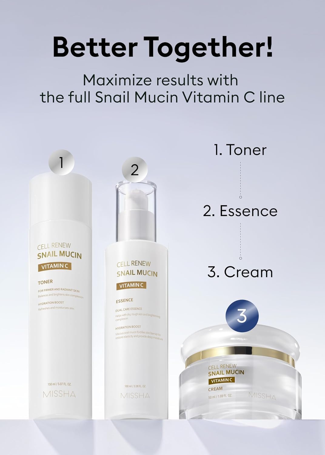 MISSHA lifestyle bathroom shelf displaying daily skincare routine
