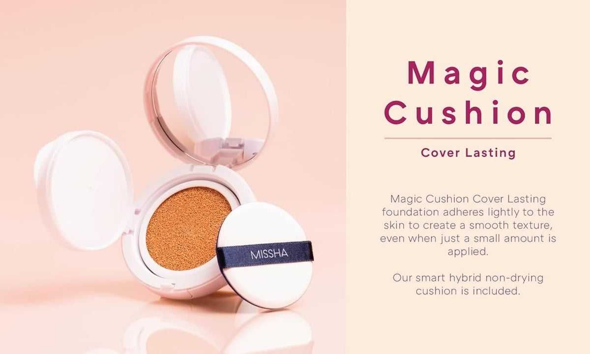 MISSHA cushion open with applicator puff demonstrating even product delivery and easy use