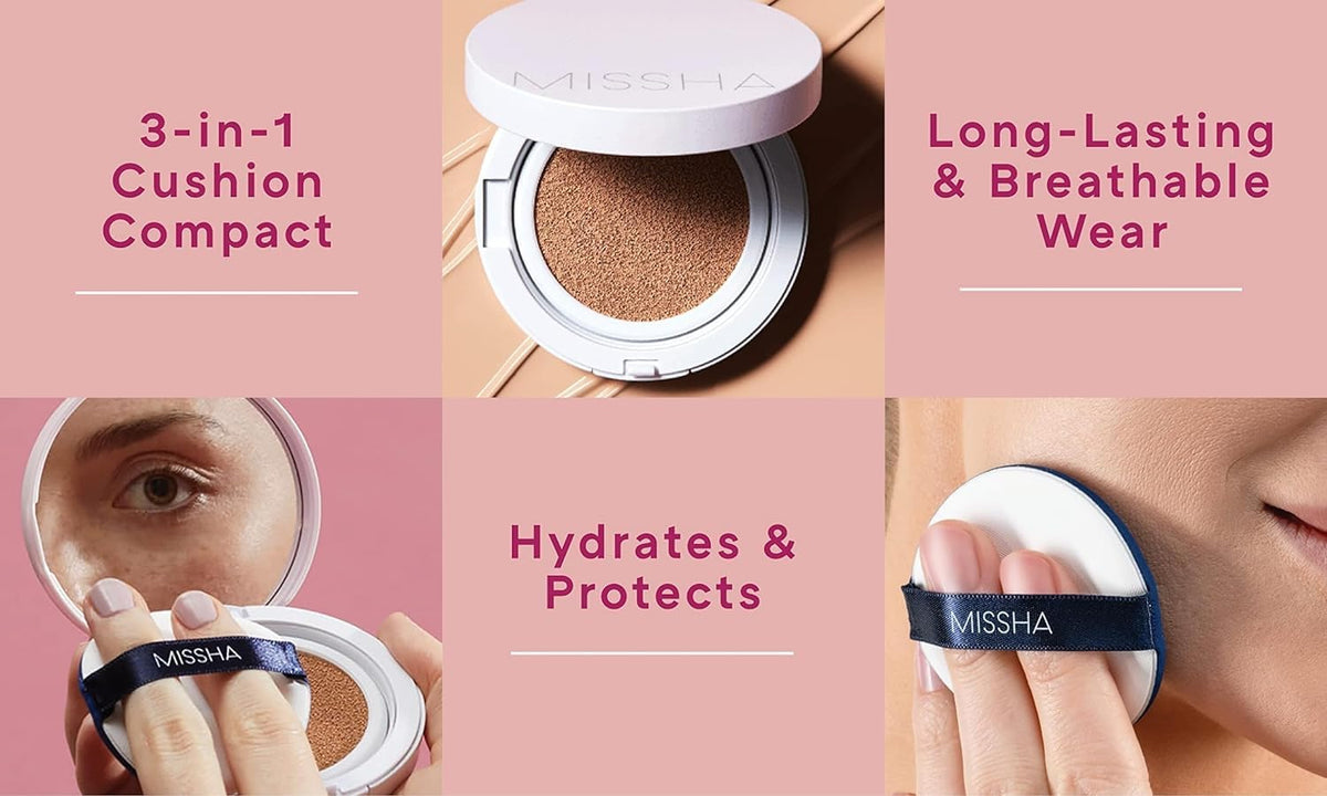 MISSHA cushion sponge texture close-up highlighting hybrid sponge for controlled coverage
