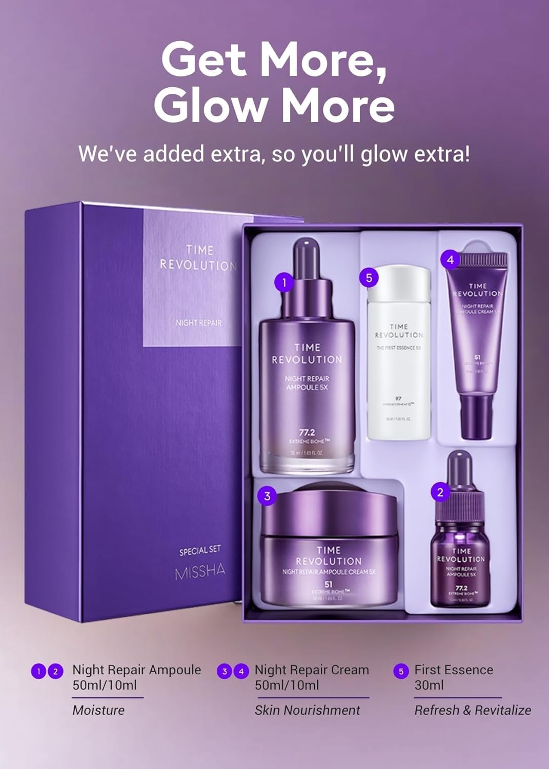MISSHA travel and full sizes side-by-side for convenient portability benefit