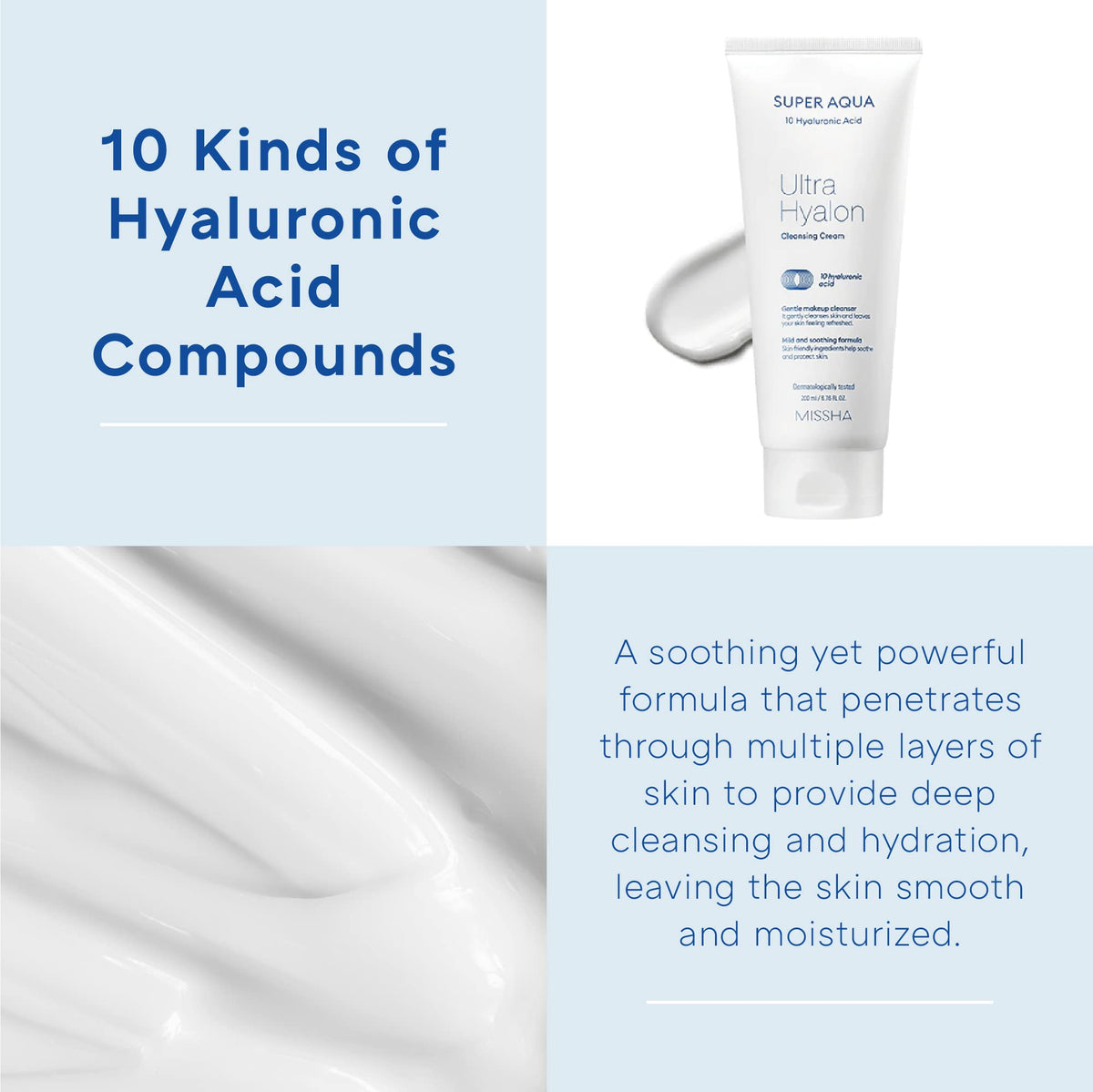 MISSHA hand applying cream illustrating easy massage removal and gentle makeup breakdown