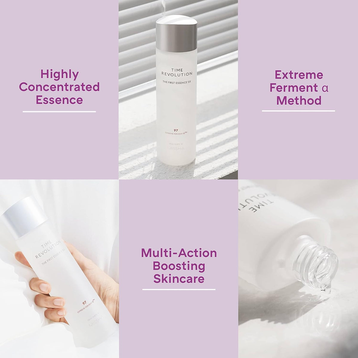 MISSHA pour showing clear lightweight essence texture and absorbency benefit