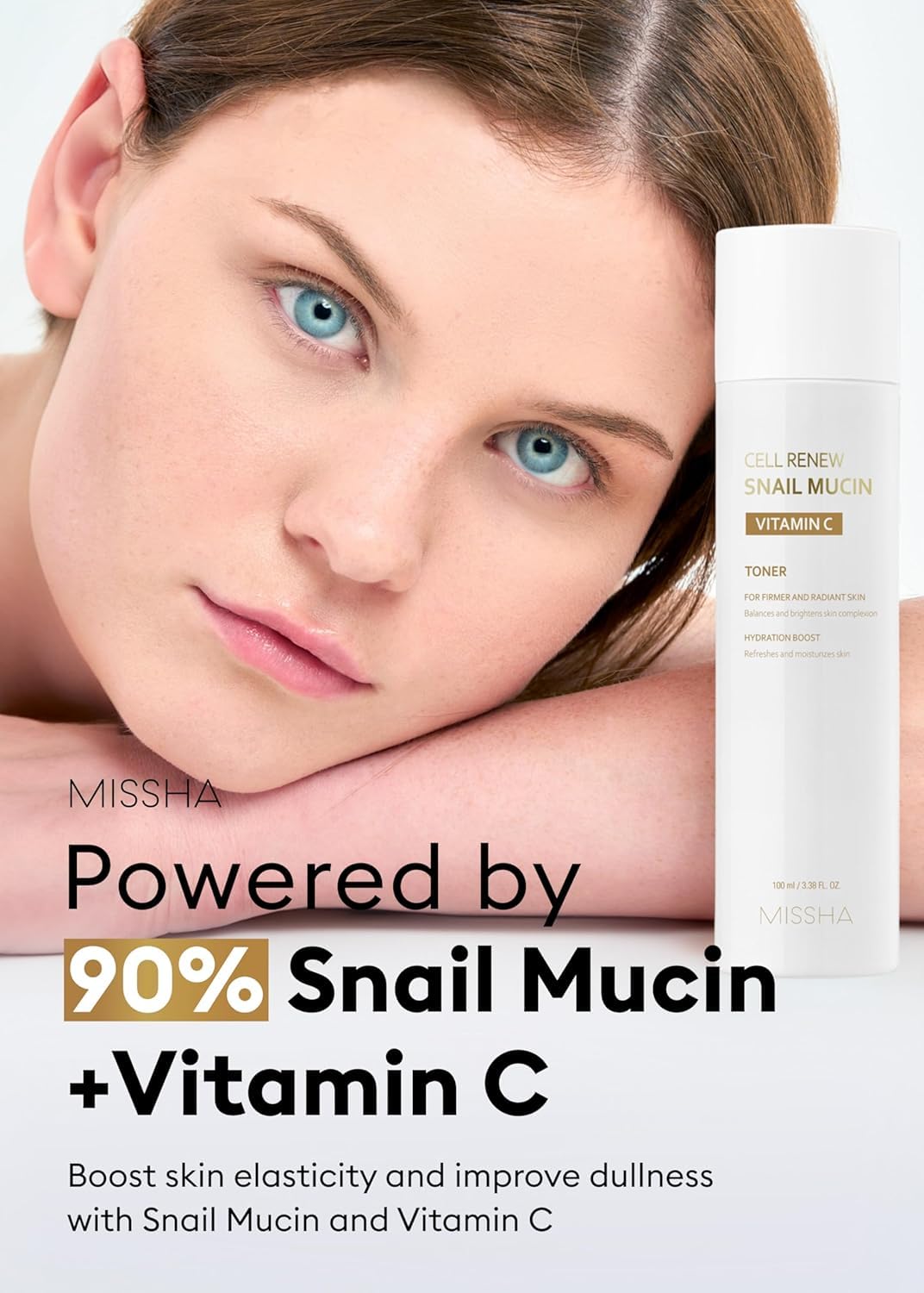 MISSHA close-up of clear toner drop texture, shows lightweight consistency