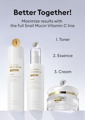 MISSHA toner placed beside serum and moisturizer, indicates regimen compatibility