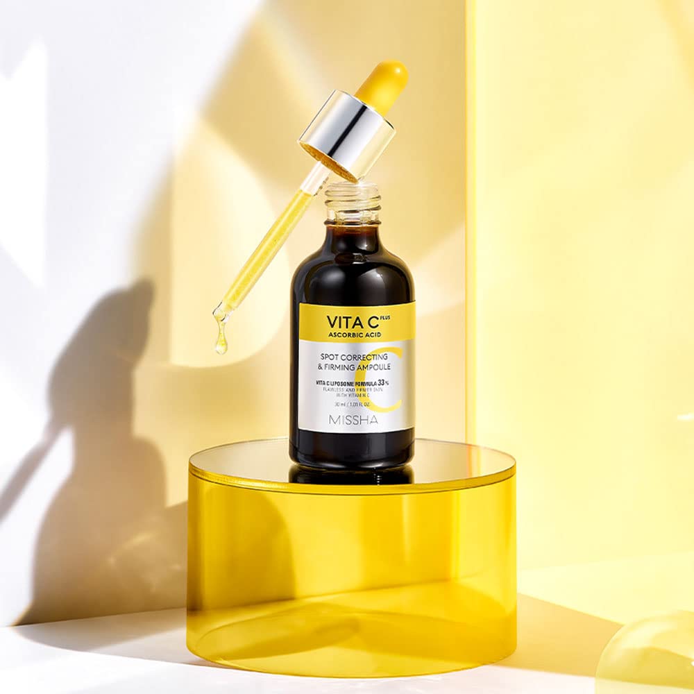 MISSHA pump detail focused on the ampoule dispenser showing precise, mess-free application benefit