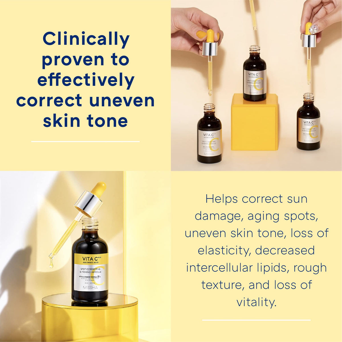 MISSHA ampoule staged on bathroom shelf among skincare showing easy daily routine integration