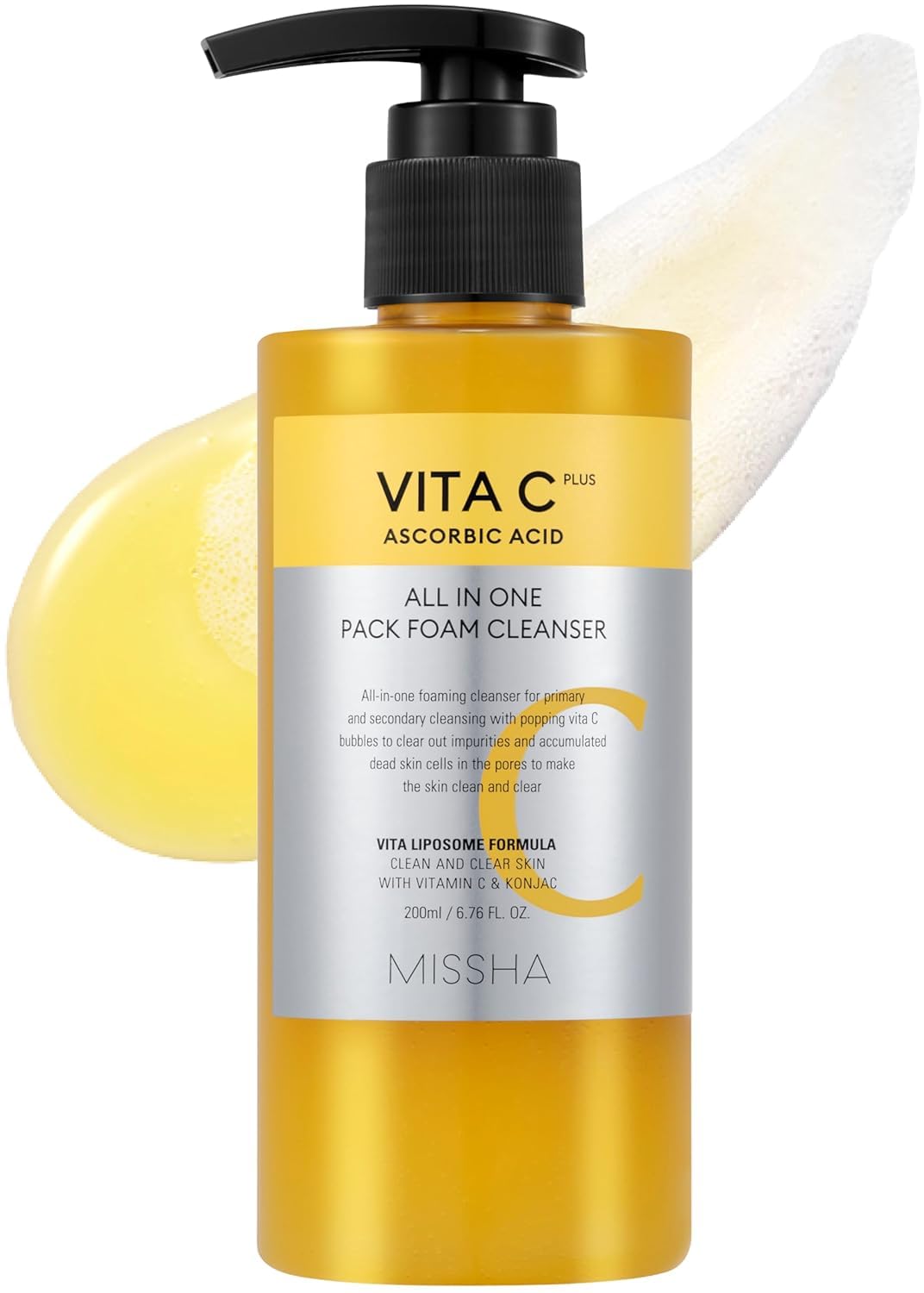 MISSHA front packaging of Vita C cleanser showing product benefits