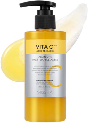 MISSHA front packaging of Vita C cleanser showing product benefits