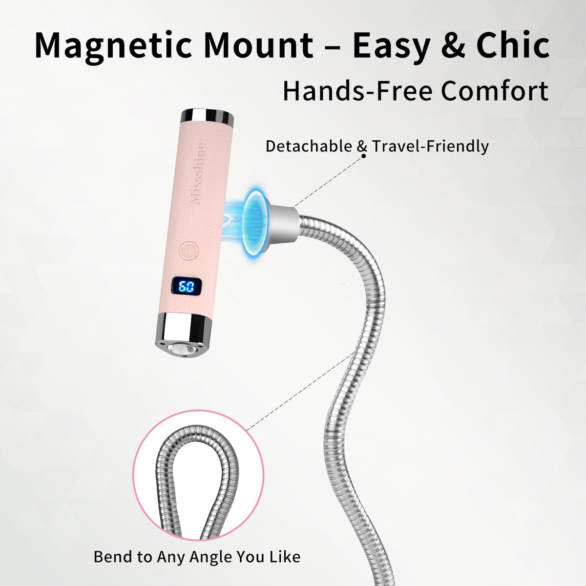Missshine lamp handheld in use curing nails for detailed gel applications