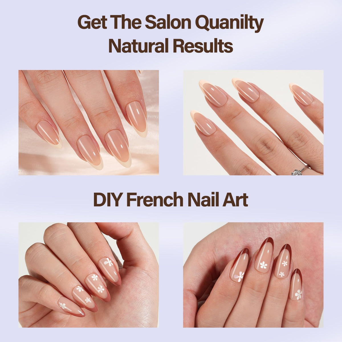 Misssix applied on natural nails demonstrating natural fit and almond shape