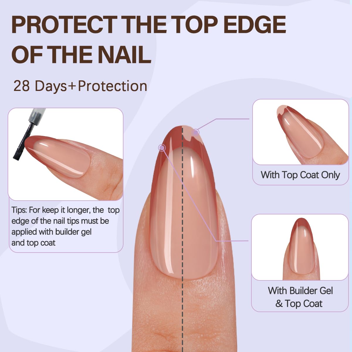 Misssix tips held in hand to show medium almond scale and realistic look