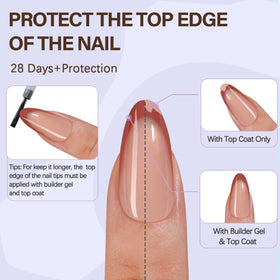Misssix tips held in hand to show medium almond scale and realistic look