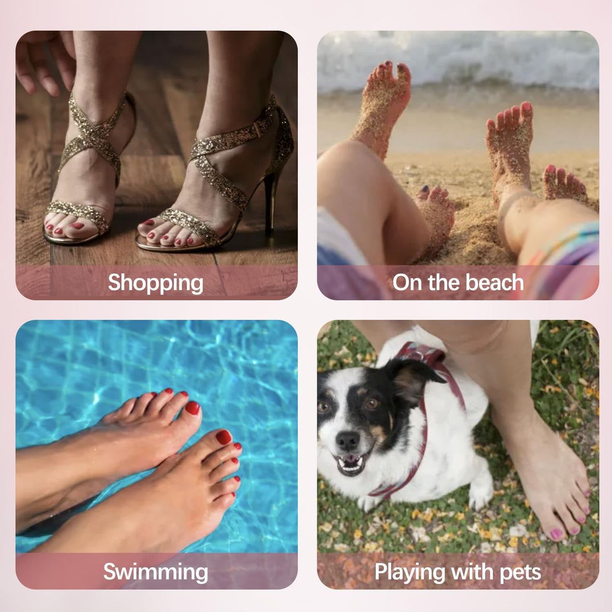 Misssix lifestyle photo of feet at night out showcasing salon-quality finish