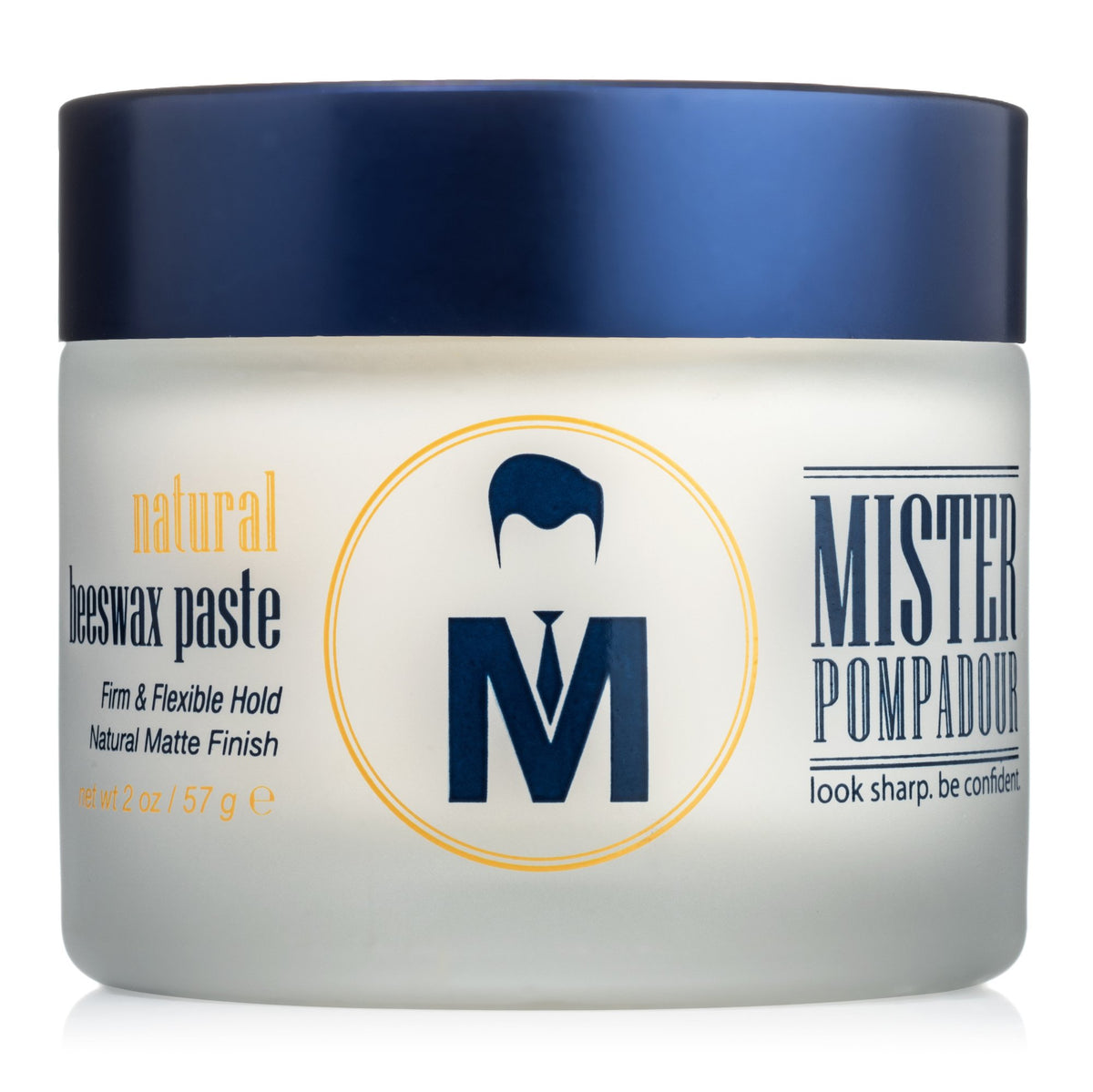 Mister Pompadour front tin showing compact 2oz packaging and matte finish benefit