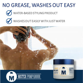 Mister Pompadour styled women's hair showing smooth control without shine