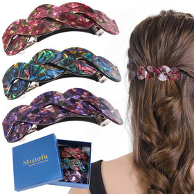 Mistofu barrette front view showing elegant shape and reliable hold