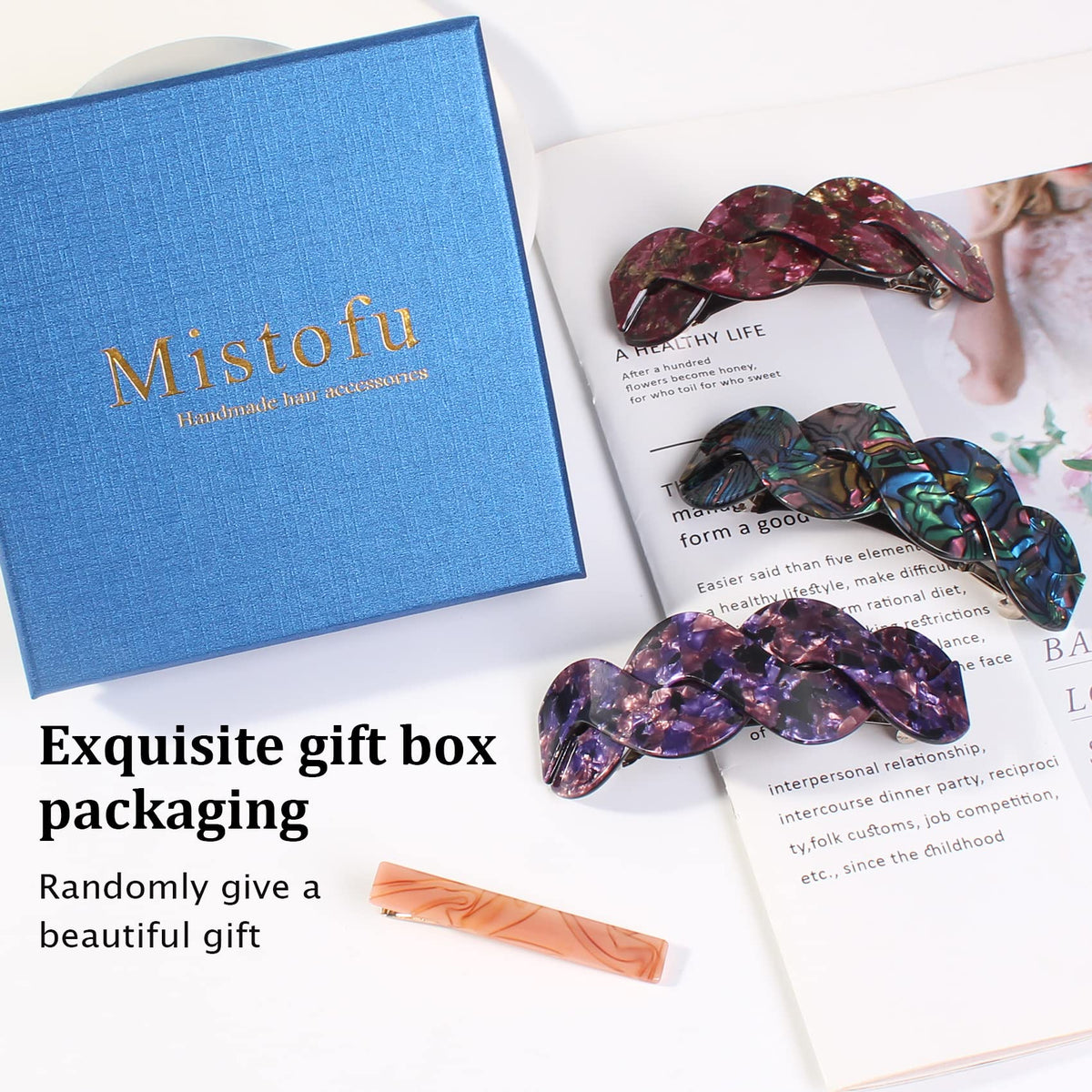 Mistofu barrette in use creating a half-up hairstyle for secure styling
