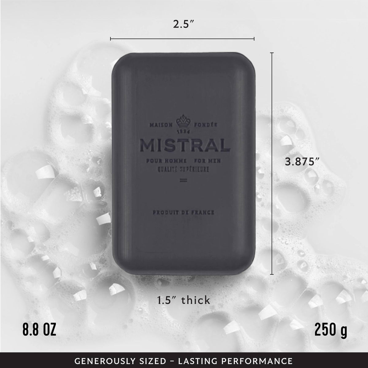 Mistral ingredients label displaying natural oils and paraben-free benefit