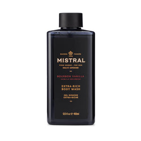Mistral front bottle showing bourbon vanilla scent and premium packaging