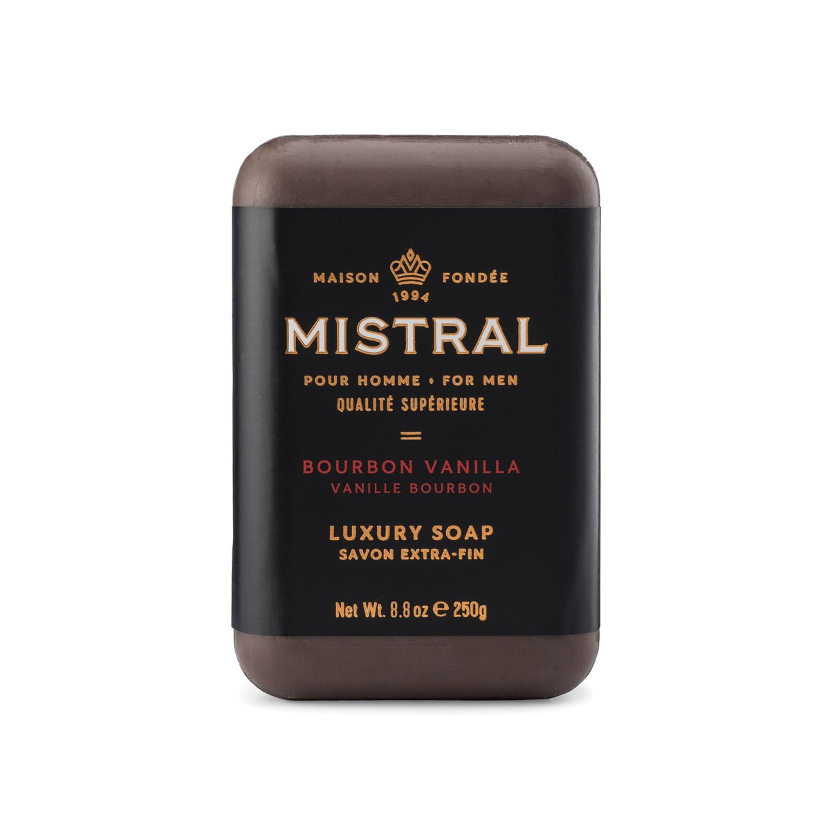 Mistral bourbon vanilla front packaging showing premium French bar — elegant presentation