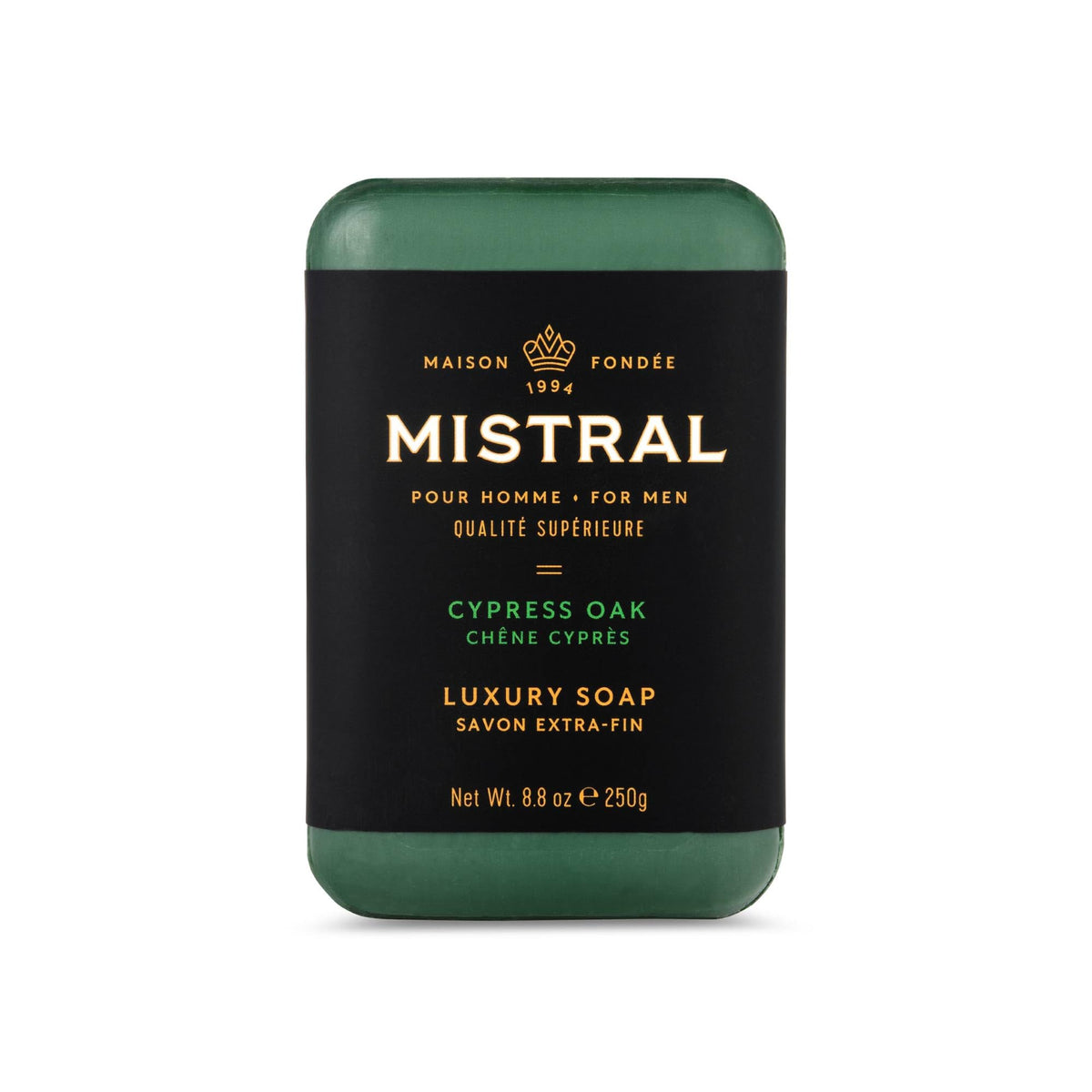 Mistral front packaging showing label and weight, communicates premium quality