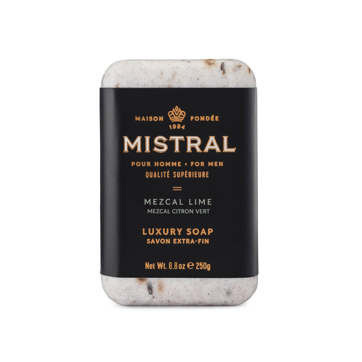 Mistral front packaging showing Mezcal Lime fragrance and large bar benefits