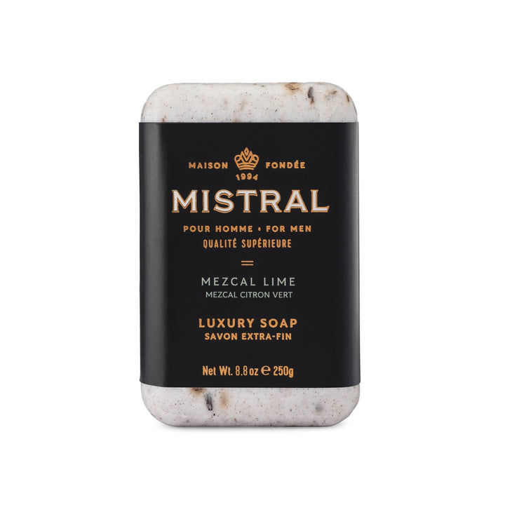 Mistral front packaging showing Mezcal Lime fragrance and large bar benefits