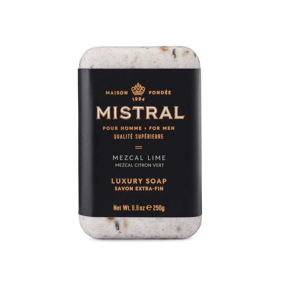 Mistral front packaging showing Mezcal Lime fragrance and large bar benefits