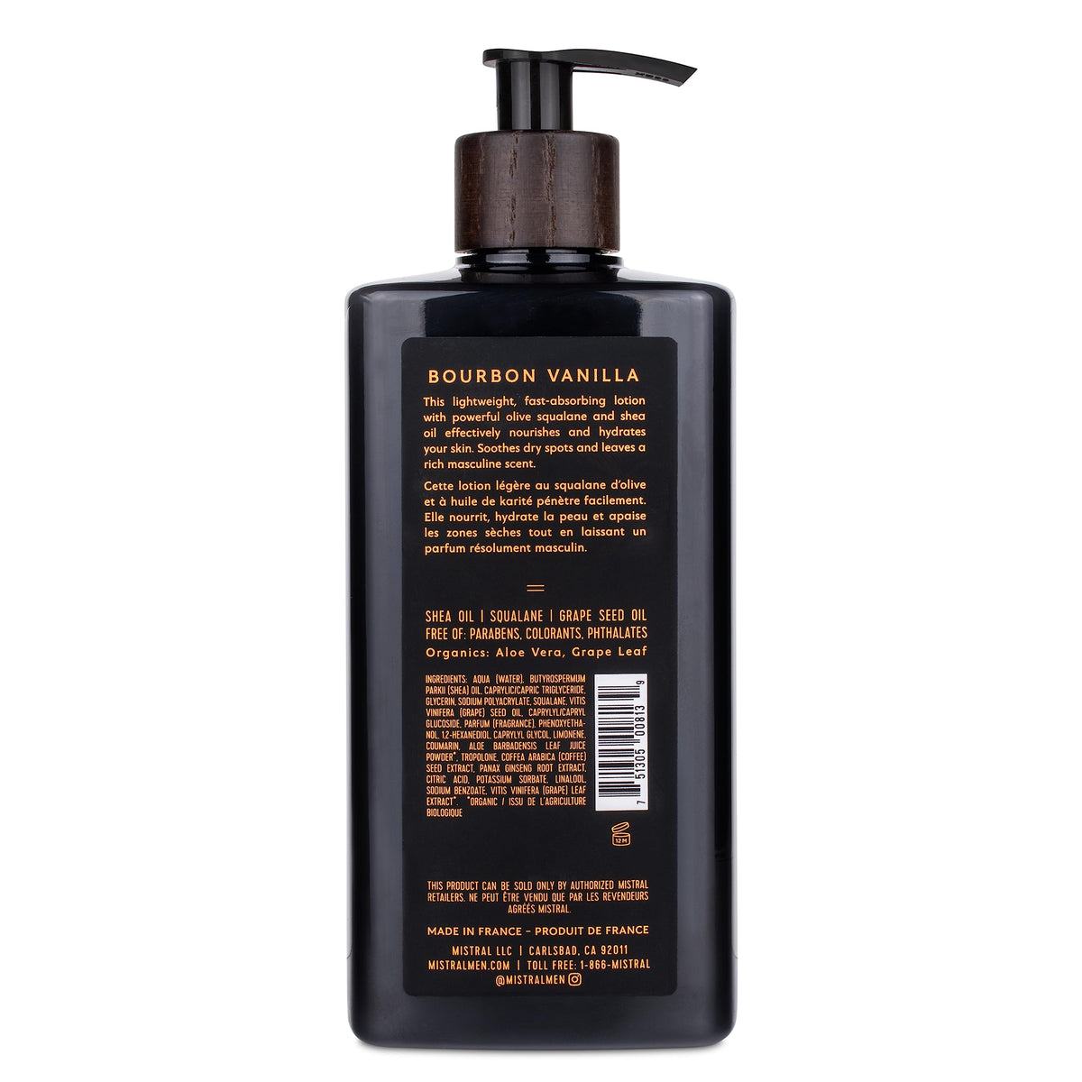 Mistral pump and label close-up highlighting clear branding and easy dispensing