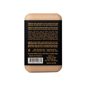 Mistral bar close-up revealing smooth triple-milled texture for richer lather