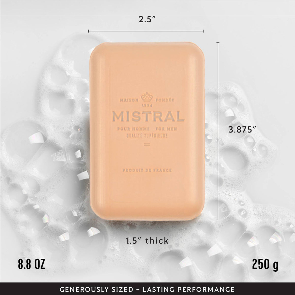Mistral creamy lather on hand demonstrating moisturizing foam benefit