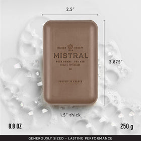 Mistral creating rich lather in hand for creamy cleansing