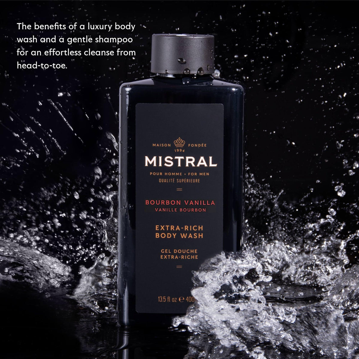 Mistral gel texture showing rich lather and moisturizing consistency