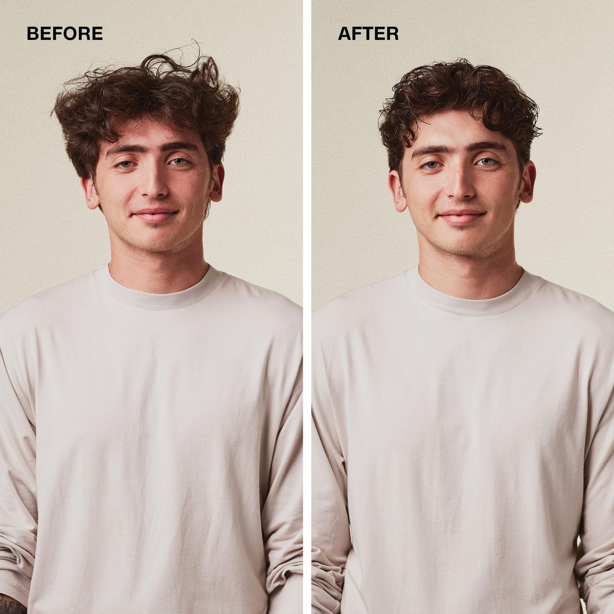MITCH before and after hair showing thicker, textured style benefit