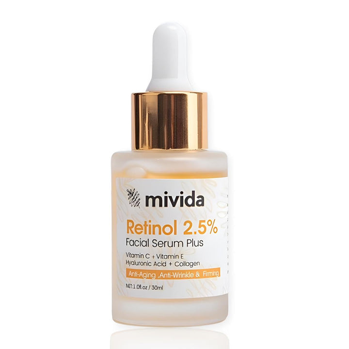 mivida front packaging showing serum bottle and clean-beauty benefit