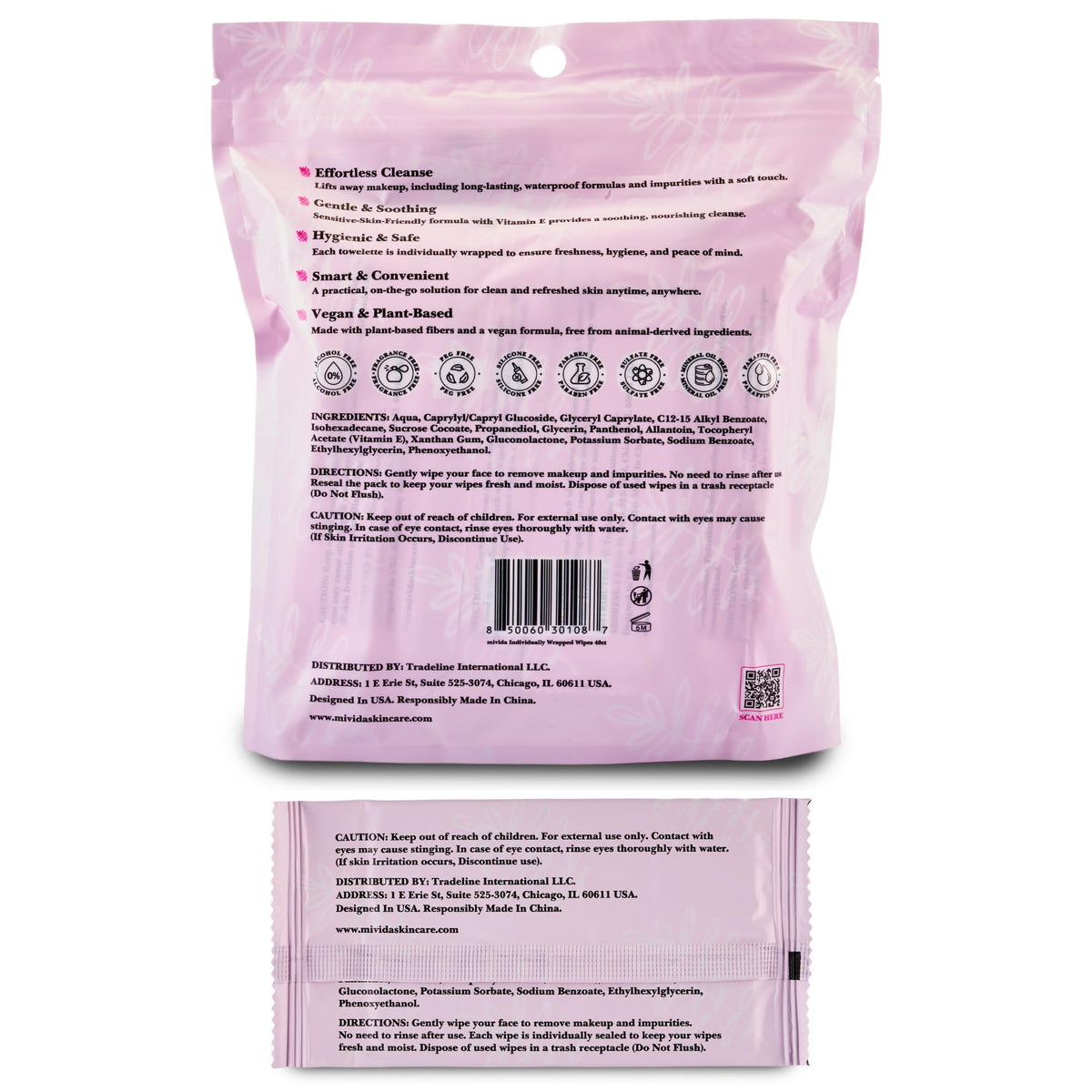 mivida model using a wipe on face demonstrating gentle cleansing