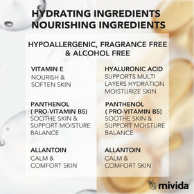 mivida Vitamin E wipe in hand demonstrating gentle cleansing