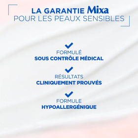 Mixa pot on bedside shelf suggesting nightly restorative care routine
