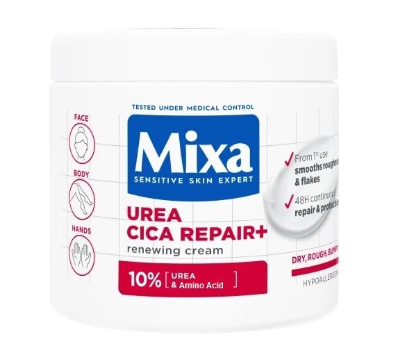 Mixa front packaging showing 10% urea and benefits