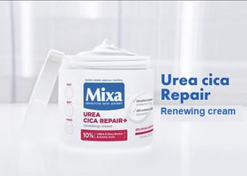 Mixa 400ml label and ingredients showing urea, shea butter, CICA