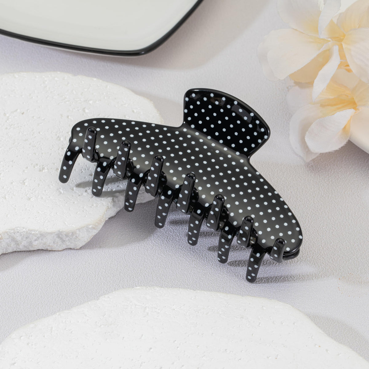 Mixcbe close-up of polka dot acetate texture highlighting smooth finish and gentle grip