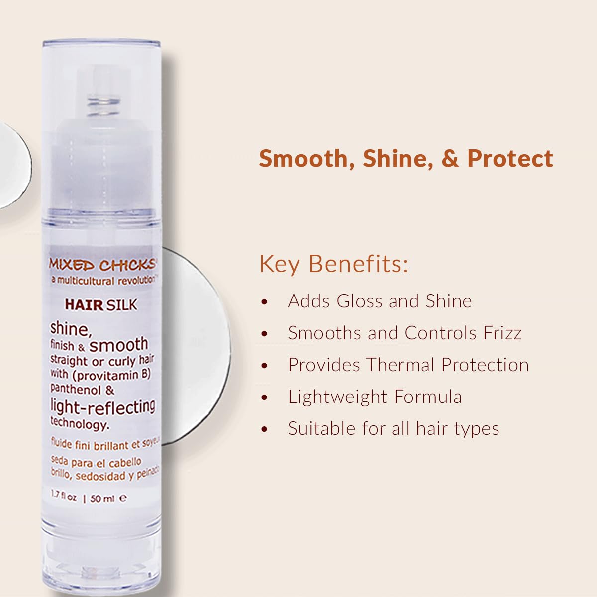 Mixed Chicks applying product to damp hair for frizz control and glossy finish